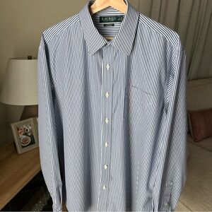 Ralph Lauren Classic Men’s Blue/white Striped L/S Button Up 17, 36/37